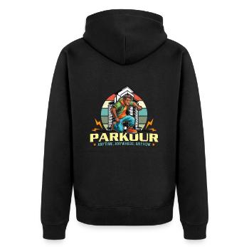 Parkour Anytime Anywhere Freerunning Parkour Lover - Unisex Premium Organic Zip Hoodie - black - Back - Nico (187cm)