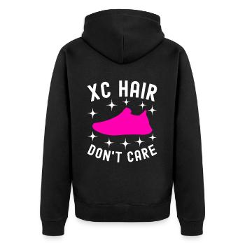 XC Running Lauf Läufer Cross Country - Unisex Premium Bio Zip Hoodie - Schwarz - Hinten - Nico (187cm)