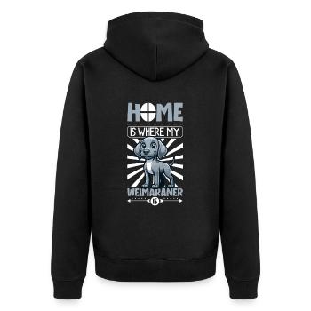 Zuhause - Weimaraner - Unisex Premium Bio Zip Hoodie - Schwarz - Hinten - Nico (187cm)