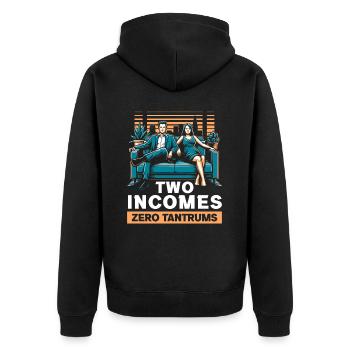 Dual Income No Kids Marriage Married Couple DINK - Unisex Premium Organic Zip Hoodie - black - Back - Nico (187cm)
