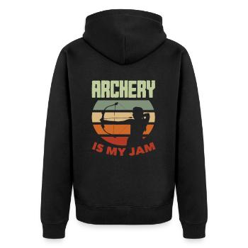 Bogenschießen Sport Geschenk - Unisex Premium Bio Zip Hoodie - Schwarz - Hinten - Nico (187cm)