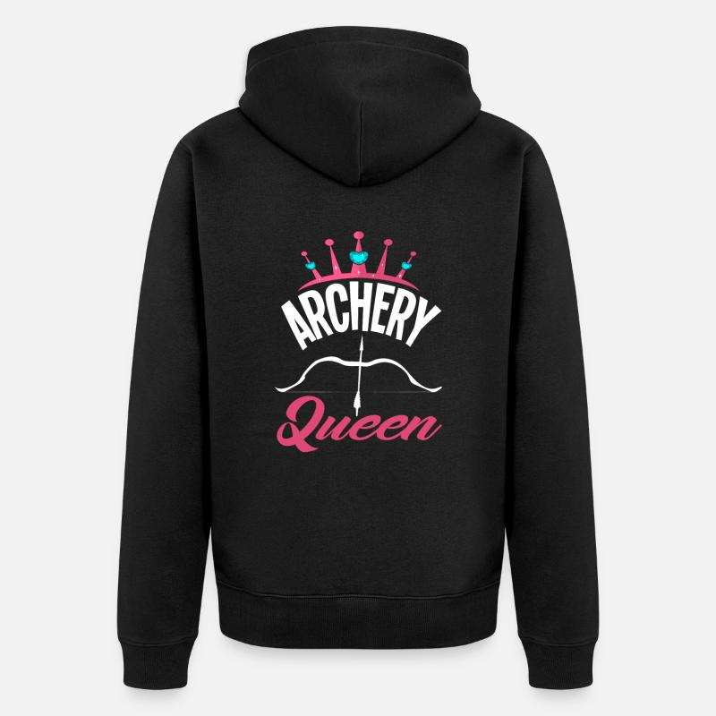 Queen Bogen Bogenschießen - Unisex Premium Bio Zip Hoodie - Schwarz