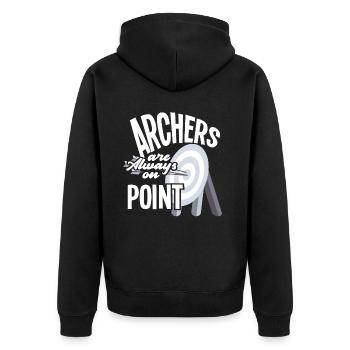 Bogenschützen Bogenschießen Zielscheibe - Unisex Premium Bio Zip Hoodie - Schwarz - Hinten - Nico (187cm)
