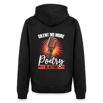 Poetry Slam Poet Romanautor Gedichtliteratur - Unisex Premium Bio Zip Hoodie - Schwarz - Hinten - Nico (187cm)
