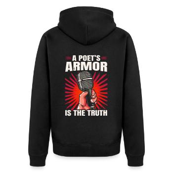 Poetry Slam Poet Romanautor Gedichtliteratur - Unisex Premium Bio Zip Hoodie - Schwarz - Hinten - Nico (187cm)