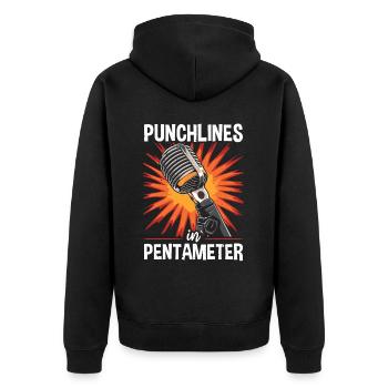 Poetry Slam Poet Romanautor Gedichtliteratur - Unisex Premium Bio Zip Hoodie - Schwarz - Hinten - Nico (187cm)