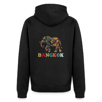 Elephant Thailand - Unisex Premium Bio Zip Hoodie - Schwarz - Hinten - Nico (187cm)