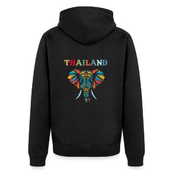 Elephant Thailand - Unisex Premium Bio Zip Hoodie - Schwarz - Hinten - Nico (187cm)