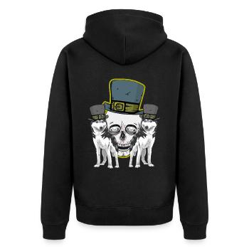 Crâne Crâne Husky Chiens Loup Halloween - Veste à capuche bio Premium Unisexe - noir - Dos - Nico (187cm)