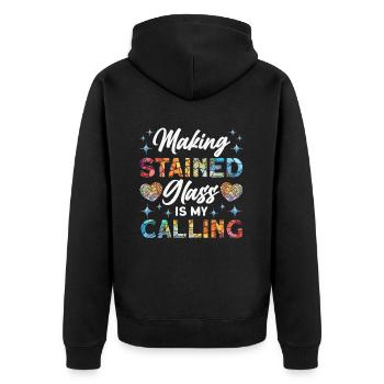 Lustiger Buntglas-künstler - Unisex Premium Bio Zip Hoodie - Schwarz - Hinten - Nico (187cm)