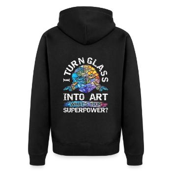 Lustiger Buntglas-künstler - Unisex Premium Bio Zip Hoodie - Schwarz - Hinten - Nico (187cm)