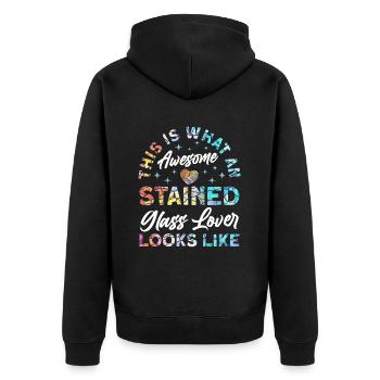 Lustiger Buntglas-künstler - Unisex Premium Bio Zip Hoodie - Schwarz - Hinten - Nico (187cm)