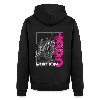 Limited Edition 1990 Limited Edition Fußball - Unisex Premium Bio Zip Hoodie - Schwarz - Hinten - Nico (187cm)