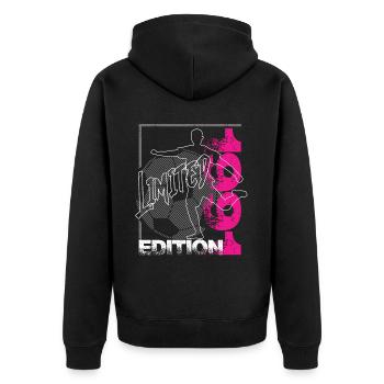 Limited Edition 1991 Limited Edition Fußball - Unisex Premium Bio Zip Hoodie - Schwarz - Hinten - Nico (187cm)