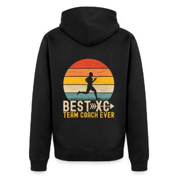 XC Running Lauf Läufer Cross Country - Unisex Premium Bio Zip Hoodie - Schwarz - Hinten - Nico (187cm)