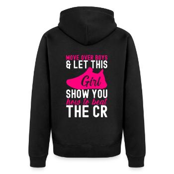 XC Running Lauf Läufer Cross Country - Unisex Premium Bio Zip Hoodie - Schwarz - Hinten - Nico (187cm)
