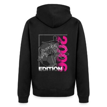 Limited Edition 2006 Limited Edition Fußball - Unisex Premium Bio Zip Hoodie - Schwarz - Hinten - Nico (187cm)