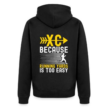 XC Running Lauf Läufer Cross Country - Unisex Premium Bio Zip Hoodie - Schwarz - Hinten - Nico (187cm)