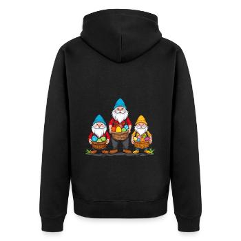 Easter Nordic Gnome Easter Bunny Funny - Unisex Premium Organic Zip Hoodie - black - Back - Nico (187cm)