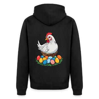 Easter Chicken Cute Funny Colorful Easter Eggs Nest - Unisex Premium Organic Zip Hoodie - black - Back - Nico (187cm)