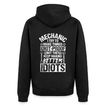 Mécanicien J’essaie de rendre les choses idiotes à l’épreuve du réglage T - Veste à capuche bio Premium Unisexe - noir - Dos - Nico (187cm)