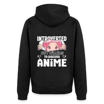 Introverted Discuss Anime Japanese Anime Manga - Unisex Premium Bio Zip Hoodie - Schwarz - Hinten - Nico (187cm)