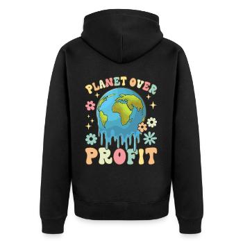 La planète avant le profit Changement climatique Jour de la Terre - Veste à capuche bio Premium Unisexe - noir - Dos - Nico (187cm)