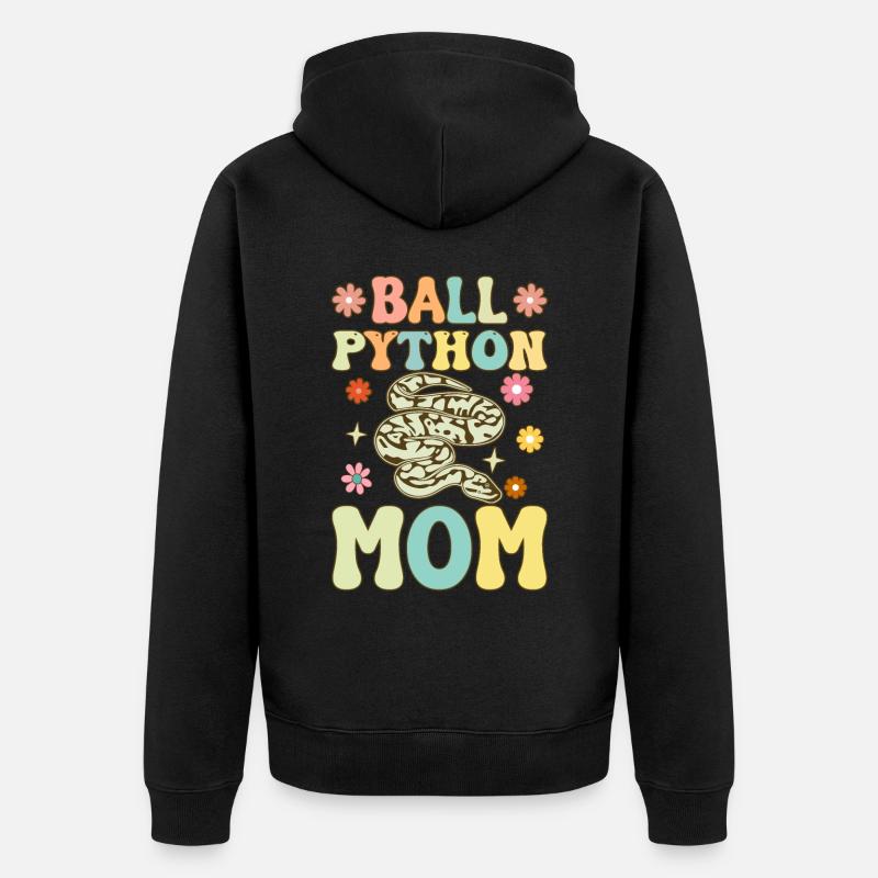 Kugelpython-Mama Groovy Snake Mama - Unisex Premium Bio Zip Hoodie - Schwarz