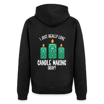Candle Maker Candle Making - Unisex Premium Organic Zip Hoodie - black - Back - Nico (187cm)
