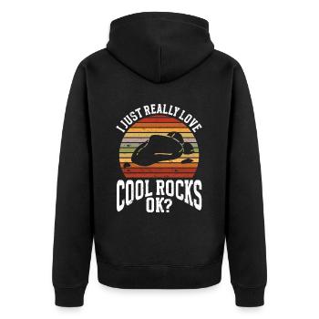 Geologe Steine Steinsammler - Unisex Premium Bio Zip Hoodie - Schwarz - Hinten - Nico (187cm)