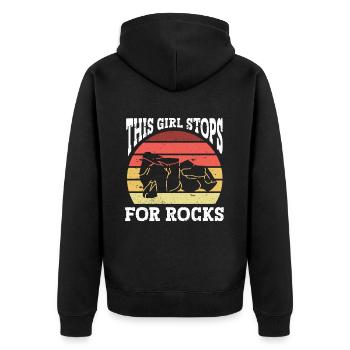 Geologe Steine Steinsammler - Unisex Premium Bio Zip Hoodie - Schwarz - Hinten - Nico (187cm)