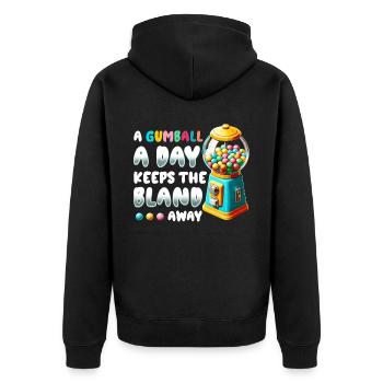 Kaugummiautomat Süßigkeitenspender - Unisex Premium Bio Zip Hoodie - Schwarz - Hinten - Nico (187cm)