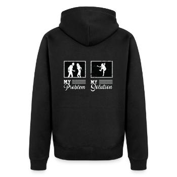 Amateur de parkour Mon problème Mon pictogramme Maman Papa - Veste à capuche bio Premium Unisexe - noir - Dos - Nico (187cm)