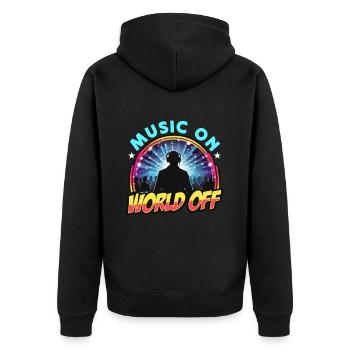Disc Jockey Music On World Turntable Disc Jockeys - Unisex Premium Bio Zip Hoodie - Schwarz - Hinten - Nico (187cm)