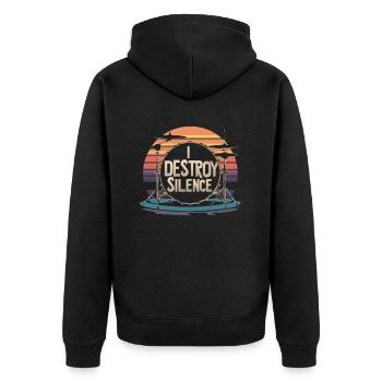 Ich zerstöre die Stille Humor Schlagzeugspieler - Unisex Premium Bio Zip Hoodie - Schwarz - Hinten - Nico (187cm)