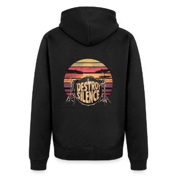 Ich zerstöre die Stille Humor Schlagzeugspieler - Unisex Premium Bio Zip Hoodie - Schwarz - Hinten - Nico (187cm)