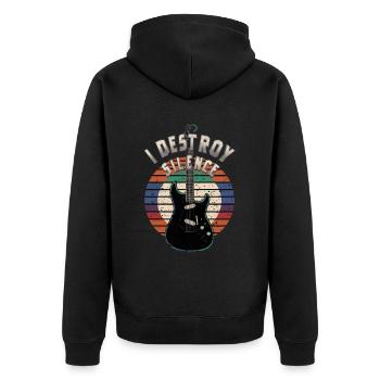 I destroy the silence humor guitar player - Unisex Premium Organic Zip Hoodie - black - Back - Nico (187cm)