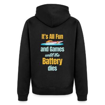 Ce n’est que du plaisir et des jeux jusqu’à ce que la batterie s’épuise - Veste à capuche bio Premium Unisexe - noir - Dos - Nico (187cm)