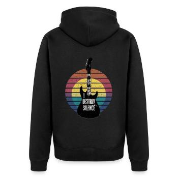 I destroy the silence humor guitar player - Unisex Premium Organic Zip Hoodie - black - Back - Nico (187cm)