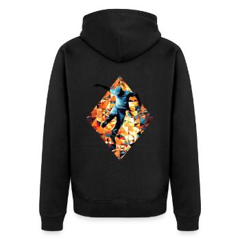 Vintage Stained Glass Hip Hop Street Dancing - Unisex Premium Bio Zip Hoodie - Schwarz - Hinten - Nico (187cm)