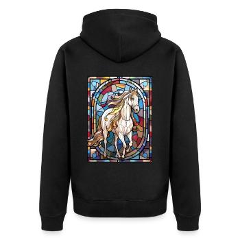 Horseback Riding Stained Glass Equestrian Horse Lo - Unisex Premium Bio Zip Hoodie - Schwarz - Hinten - Nico (187cm)