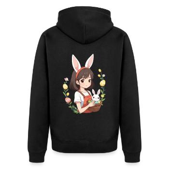 Anime Easter Kawaii Easter Bunny Manga Girl Otaku - Unisex Premium Organic Zip Hoodie - black - Back - Nico (187cm)