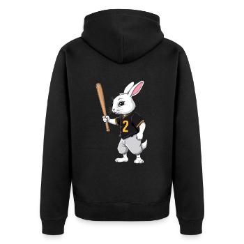 Joueur de baseball lapin de Pâques Streetwear Style - Veste à capuche bio Premium Unisexe - noir - Dos - Nico (187cm)