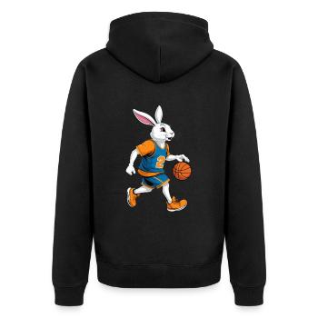 Joueur de basket-ball lapin de Pâques drôle streetwear - Veste à capuche bio Premium Unisexe - noir - Dos - Nico (187cm)