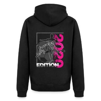 Limited Edition 2020 Limited Edition Fußball - Unisex Premium Bio Zip Hoodie - Schwarz - Hinten - Nico (187cm)