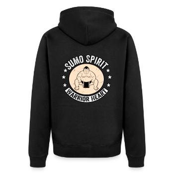 Sumo Spirit Warrior Heart - Unisex Premium Organic Zip Hoodie - black - Back - Nico (187cm)
