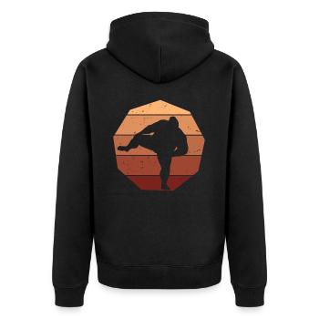 Sumo - Unisex Premium Bio Zip Hoodie - Schwarz - Hinten - Nico (187cm)