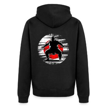 Sumo - Unisex Premium Organic Zip Hoodie - black - Back - Nico (187cm)