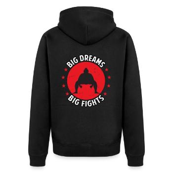 Big Dreams Big Fights - Unisex Premium Organic Zip Hoodie - black - Back - Nico (187cm)