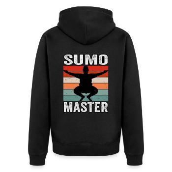 Sumo Master - Unisex Premium Organic Zip Hoodie - black - Back - Nico (187cm)